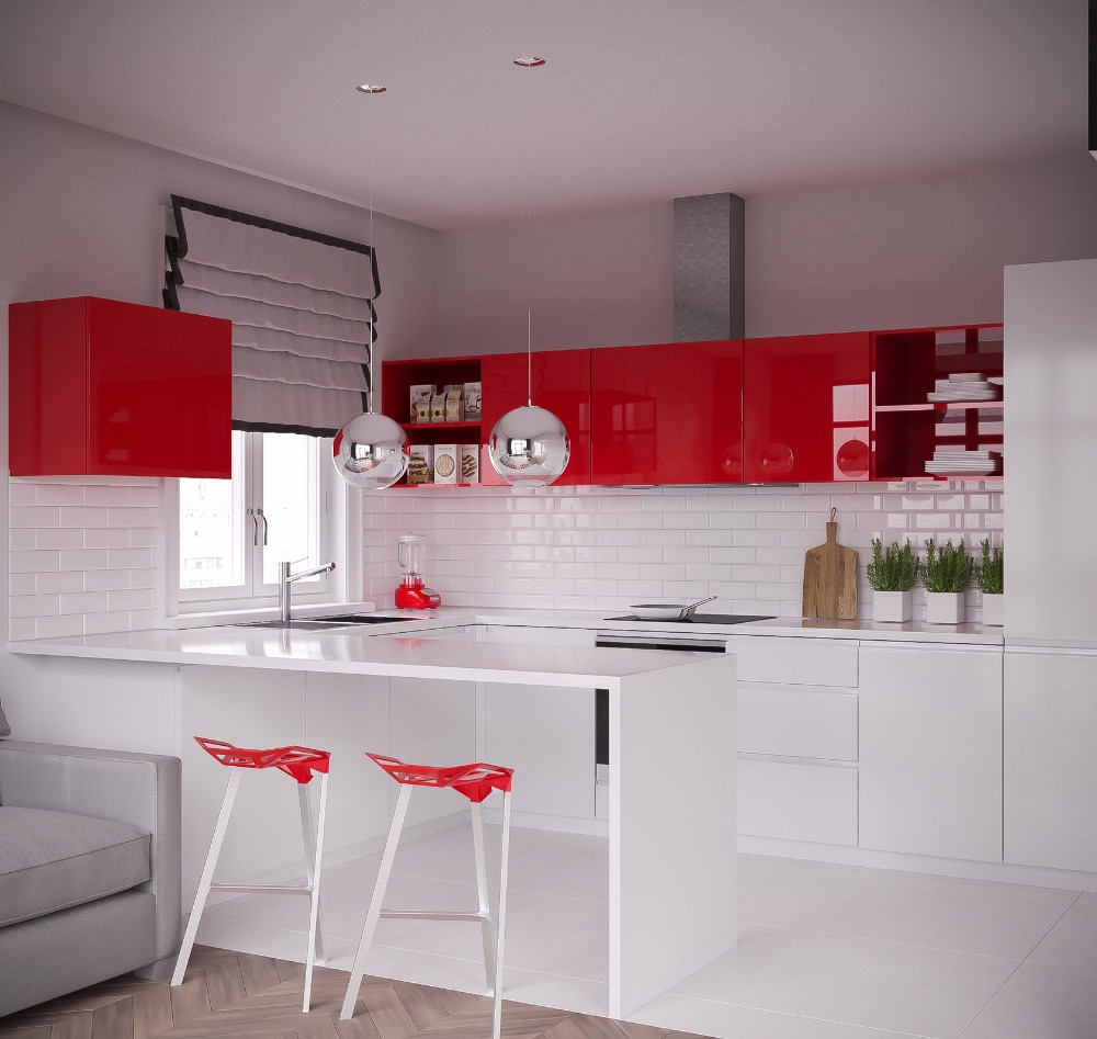 бело-красная кухня
