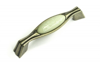 Ручка-скоба  Giusti 96 мм, античная бронза, крем. фарфор, бесцв. цветы