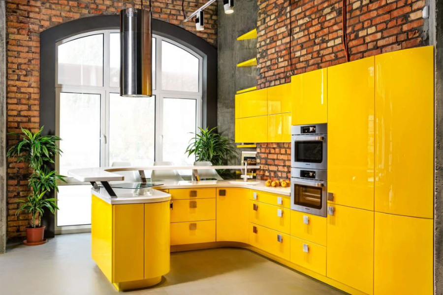 желтый кухонный гарнитур