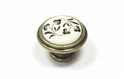 Ручка-кнопка  Giusti, античная бронза, крем. фарфор, коричн. цветы