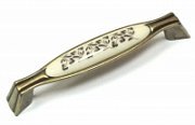 Ручка-скоба  Giusti 128 мм, античная бронза, крем. фарфор, коричн. цветы